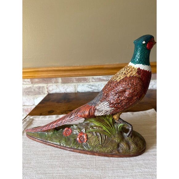 Vintage Holland Ceramic Pheasant Figurine Statue With Floral Base 1967 Bird - Picture 3 of 16